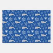 kerstblauw Snowflakes en Bunnies Inpakpapier Vel (Voorkant)