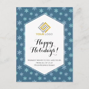 Kerstblauw Snowflakes Logo Business Briefkaart