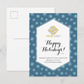 Kerstblauw Snowflakes Logo Business Briefkaart (Voorkant / Achterkant)