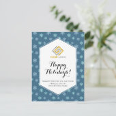Kerstblauw Snowflakes Logo Business Briefkaart (Staand voorkant)
