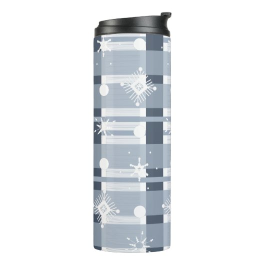 Kerstblauw Snowflakes Thermosbeker (Gedraaid links)