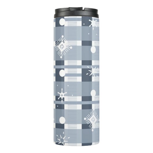 Kerstblauw Snowflakes Thermosbeker (Achterkant)