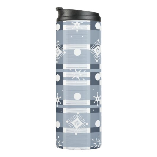 Kerstblauw Snowflakes Thermosbeker (Geroteerd rechts)