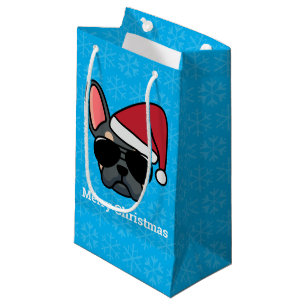 kerstblauw Tan French Bulldog Small Gift Bag Klein Cadeauzakje