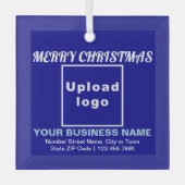 kerstblauw vierkant glazen versier glas ornament (Voorkant)