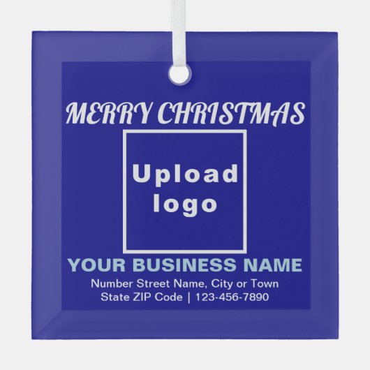 kerstblauw vierkant glazen versier glas ornament (Voorkant)