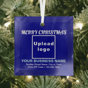 kerstblauw vierkant glazen versier glas ornament