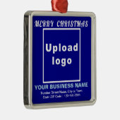 kerstblauw vierkant versierend metalen ornament (Rechts)