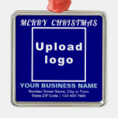 kerstblauw vierkant versierend metalen ornament (Voorkant)