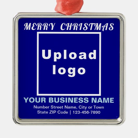 kerstblauw vierkant versierend metalen ornament (Voorkant)
