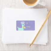 Kerstblauw Vintage Rendier Sticker Cadeaubijlage (Insitu)