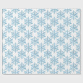 Kerstblauw Waterverf Snowflakes Patroon Cadeaupapier (Vlak)