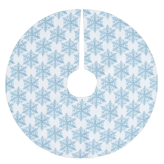 Kerstblauw Waterverf Snowflakes Patroon Kerstboom Rok (Voorkant)