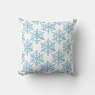 Kerstblauw Waterverf Snowflakes Patroon Kussen