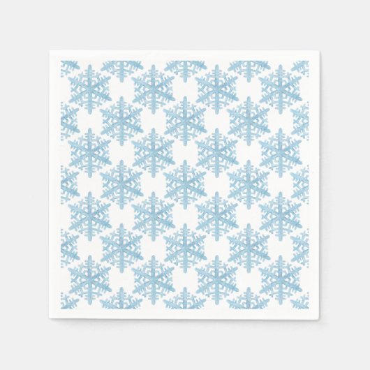 Kerstblauw Waterverf Snowflakes Patroon Servet (Voorkant)