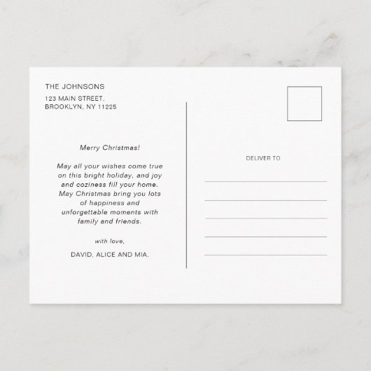 Kerstblauw Winter Bos Rustiek Landschap Briefkaart (Achterkant)