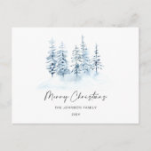 Kerstblauw Winter Bos Rustiek Landschap Briefkaart (Voorkant)