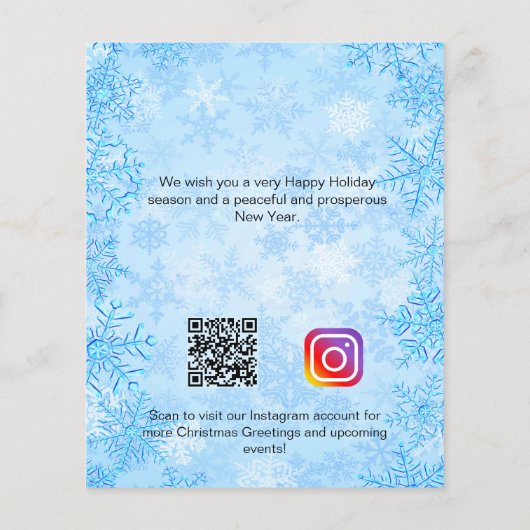 Kerstblauw wintersneeuwbedrijf QR Instagram Flyer (Achterkant)