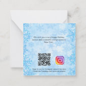 Kerstblauw wintersneeuwbedrijf QR Instagram Notitiekaartje (Achterkant)