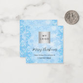 Kerstblauw wintersneeuwbedrijf QR Instagram Notitiekaartje (Voorkant / Achterkant in situ)