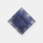 Kerstblauw wit glitterstof zilver servet (Hoek)