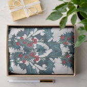 Kerstblauw wit Holly Pine Beach Cottage Wood Tissuepapier (Geschenk)