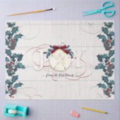 Kerstblauw wit Holly Pine Beach Cottage Wood Tissuepapier (Craft)