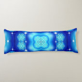Kerstblauw wit sneeuwvlokpatroon lichaamskussen (Achterkant)