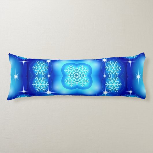 Kerstblauw wit sneeuwvlokpatroon lichaamskussen (Voorkant)