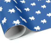 Kerstblauw wit sneeuwvlokpatroon met feestdagen cadeaupapier (Rol Hoek)
