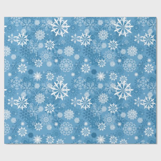 kerstblauw wit snowflap cadeaupapier (Vlak)
