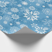 kerstblauw wit snowflap cadeaupapier (Hoek)