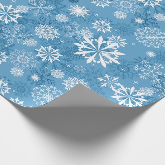 kerstblauw wit snowflap cadeaupapier (Hoek)