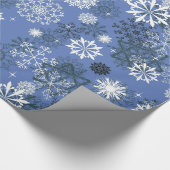 kerstblauw wit snowflap cadeaupapier (Hoek)