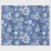 kerstblauw wit snowflap cadeaupapier (Vlak)