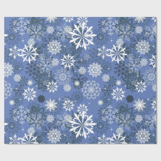 kerstblauw wit snowflap cadeaupapier (Vlak)