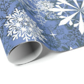 kerstblauw wit snowflap cadeaupapier (Rol Hoek)