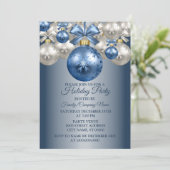 Kerstblauw-witte Feestdagen Kaart (Staand voorkant)