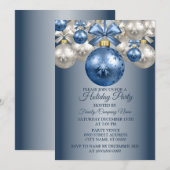 Kerstblauw-witte Feestdagen Kaart (Voorkant / Achterkant)