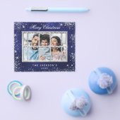 Kerstblauw zilveren fotovensterbudget flyer (Enkel)