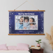 Kerstblauw zilverglitter hangend wandkleed (Slaapkamer)