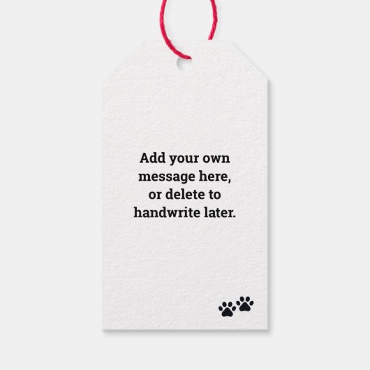 Kerstblauwe bolhond cadeaulabel (Achterkant)