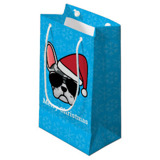 Kerstblauwe bolhond klein cadeauzakje