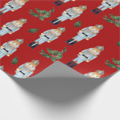 kerstblauwe bont op rood cadeaupapier (Hoek)