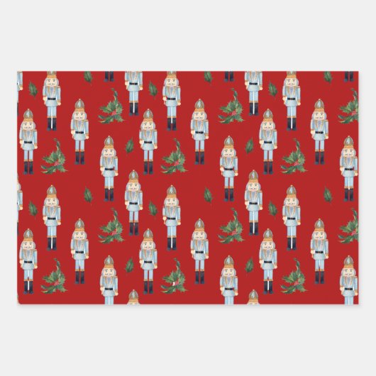 kerstblauwe bont op rood inpakpapier vel (Voorkant)