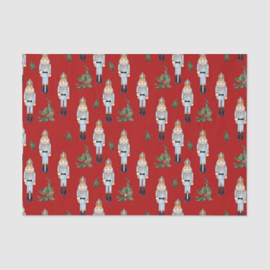 kerstblauwe bont op rood tissuepapier (Voorkant)