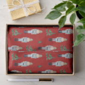 kerstblauwe bont op rood tissuepapier (Geschenk)