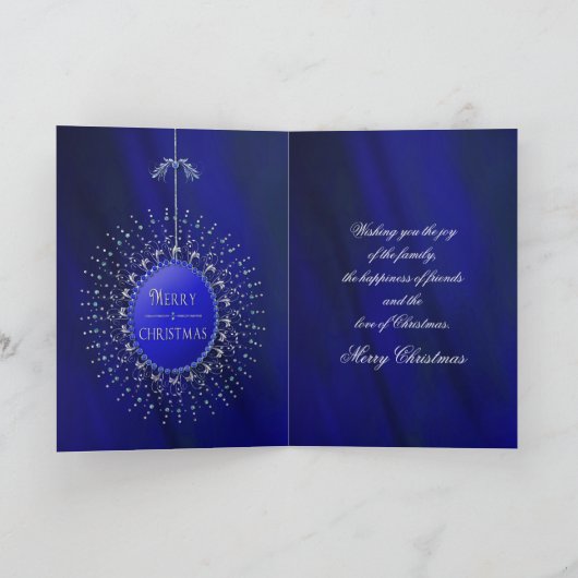 kerstblauwe elegantie groet - foto's invoegen feestdagen kaart (Binnen)