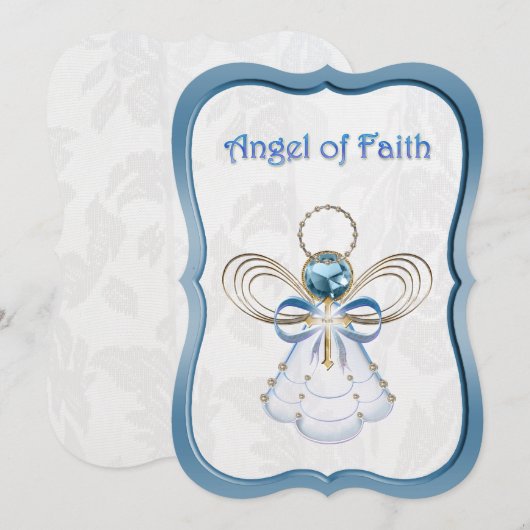 Kerstblauwe engel van Faith Feestdagenkaart (Voorkant / Achterkant)
