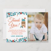 kerstblauwe feestdag bedankt kaart (Voorkant)